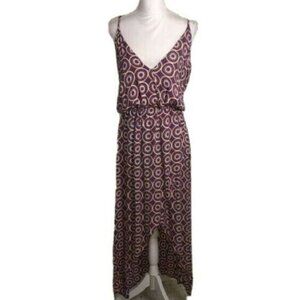 Tiare Hawaii Dress One Size OSFM Womens High Low Pink Gray Elastic Waist Straps